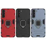 Dual Layer Soft Flexible TPU Hard PC Shockproof Protective Case with Ring Holder Kickstand for Samsung Galaxy S22+ 5G