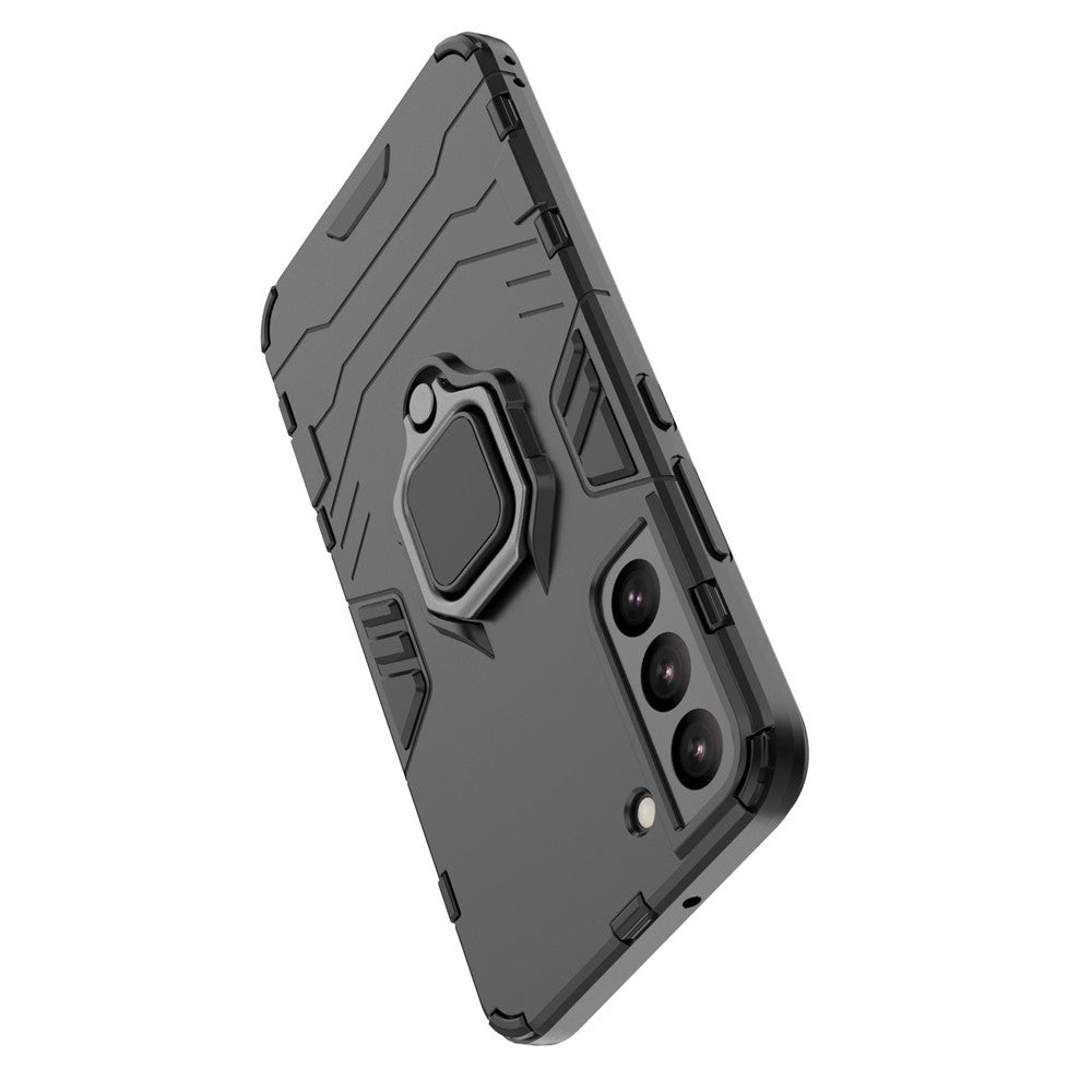 Dual Layer Soft Flexible TPU Hard PC Shockproof Protective Case with Ring Holder Kickstand for Samsung Galaxy S22+ 5G