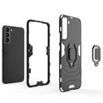 Dual Layer Soft Flexible TPU Hard PC Shockproof Protective Case with Ring Holder Kickstand for Samsung Galaxy S22+ 5G