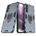 Dual Layer Soft Flexible TPU Hard PC Shockproof Protective Case with Ring Holder Kickstand for Samsung Galaxy S22+ 5G