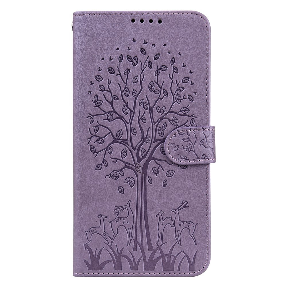 Stylish Deer Tree Pattern Imprint Full-Protection PU Leather Wallet Stand Phone Shell Case for Samsung Galaxy A53 5G