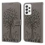 Stylish Deer Tree Pattern Imprint Full-Protection PU Leather Wallet Stand Phone Shell Case for Samsung Galaxy A53 5G