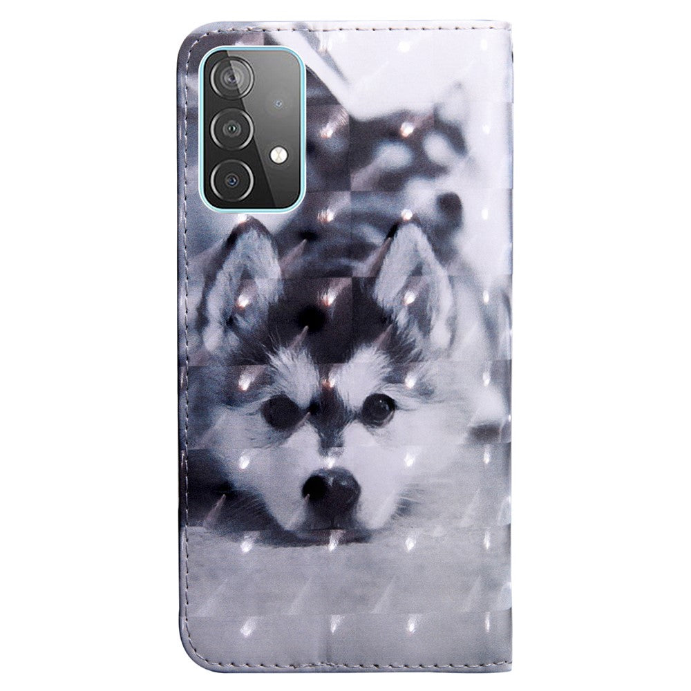 3D-mönsterutskrift PU-läder plånboksfodral med stativfunktion, fällbart skyddsfodral med rem för Samsung Galaxy A53 5G