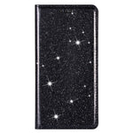 Glitter Powder Ultra-thin Card Slot Stand Leather Case Phone Cover for Samsung Galaxy S22+ 5G