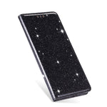 Glitter Powder Ultra-thin Card Slot Stand Leather Case Phone Cover for Samsung Galaxy S22+ 5G