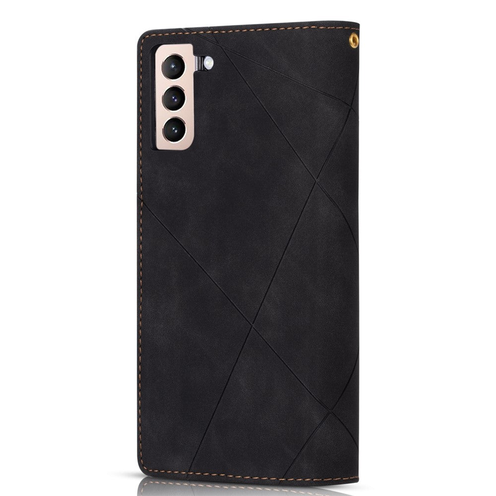 Telefoncover i PU-læder med lynlåslomme, farvekontrasterende design, tegnebogsfunktion og stander til Samsung Galaxy S22 5G