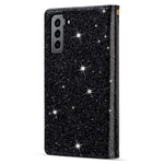 Stødsikkert Lasergraveret Glitrende Stjernedesign Lynlås Pung Cover med Rem til Samsung Galaxy S22+ 5G