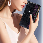 Stødsikkert Lasergraveret Glitrende Stjernedesign Lynlås Pung Cover med Rem til Samsung Galaxy S22+ 5G