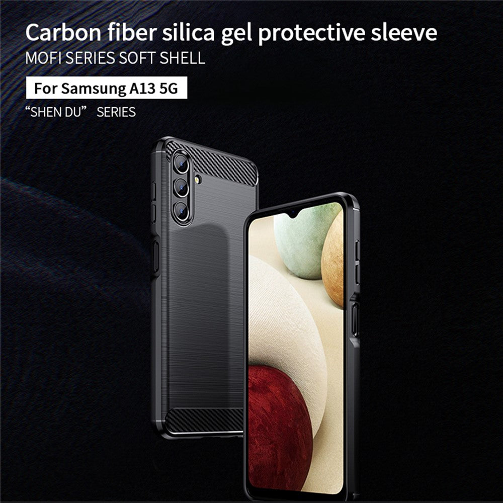 MOFI TPU-mobilskal med borstad kolfiberdesign, mjukt och välskyddat fodral för Samsung Galaxy A13 5G / A04s 4G (164,7 mm)