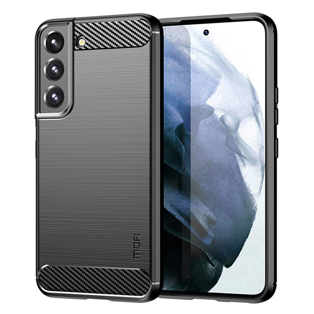 MOFI For Samsung Galaxy S22+ 5G Brushed Carbon Fiber Design Soft TPU Cover Well-Protected Phone Case