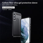 MOFI For Samsung Galaxy S22+ 5G Brushed Carbon Fiber Design Soft TPU Cover Well-Protected Phone Case