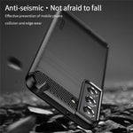 MOFI For Samsung Galaxy S22+ 5G Brushed Carbon Fiber Design Soft TPU Cover Well-Protected Phone Case