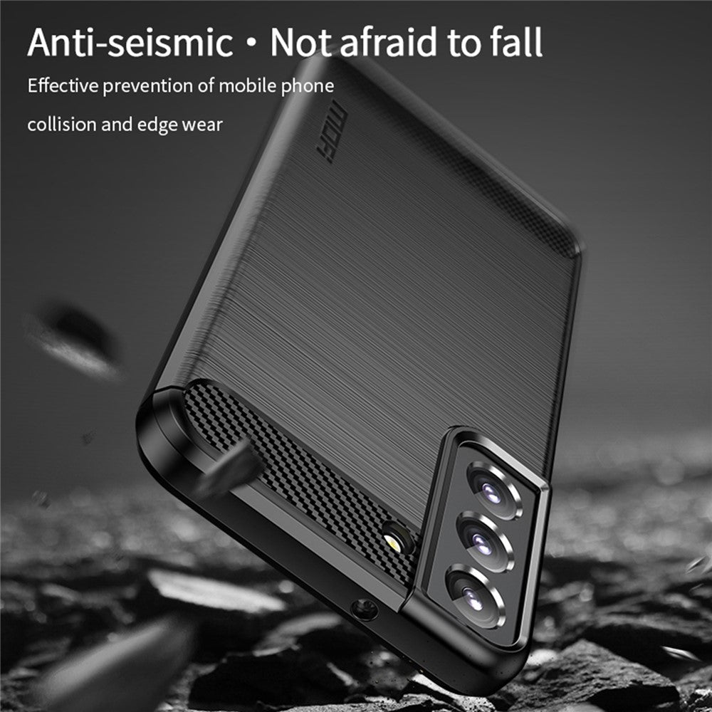 MOFI For Samsung Galaxy S22+ 5G Brushed Carbon Fiber Design Soft TPU Cover Well-Protected Phone Case