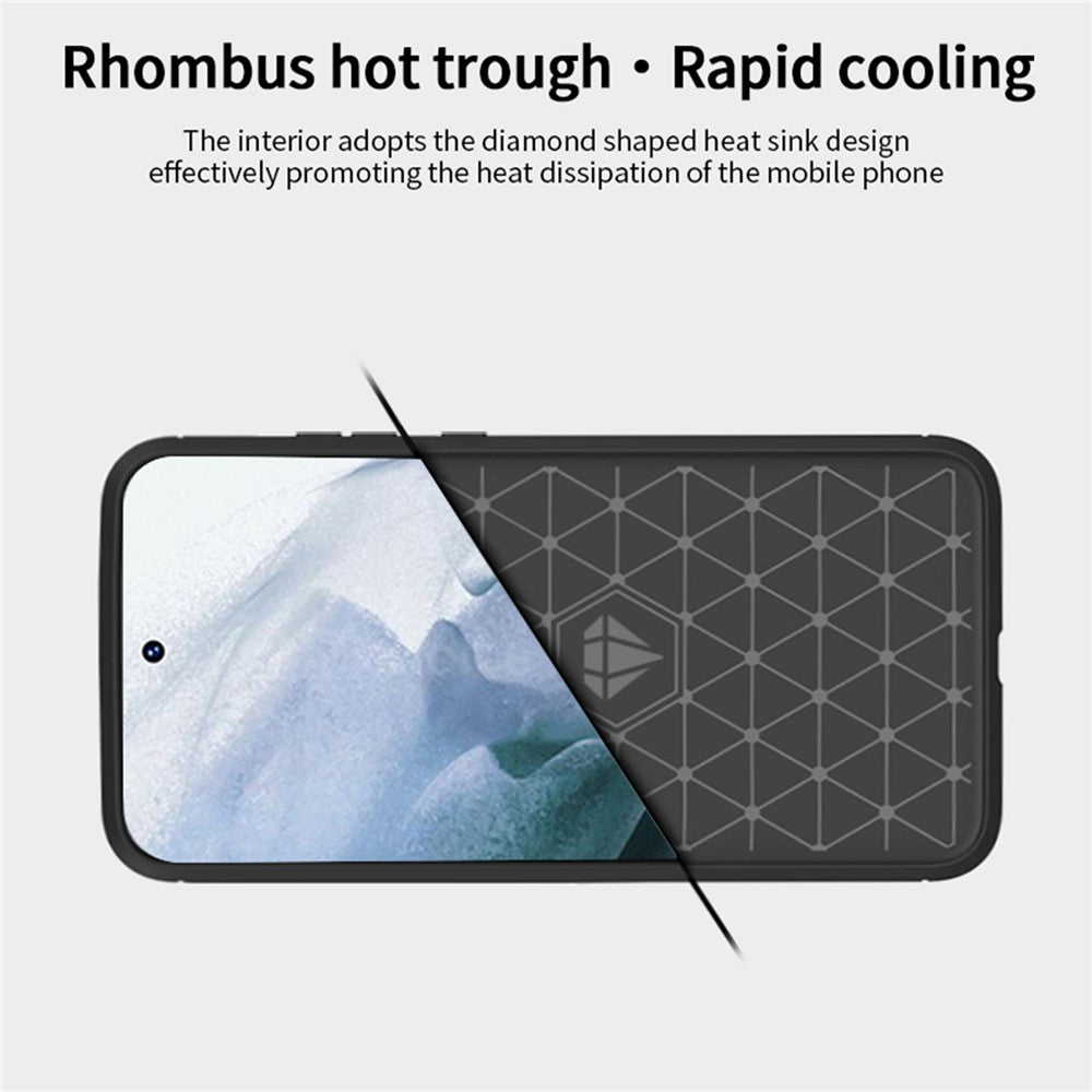 MOFI For Samsung Galaxy S22+ 5G Brushed Carbon Fiber Design Soft TPU Cover Well-Protected Phone Case