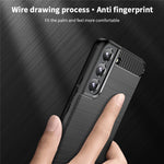 MOFI For Samsung Galaxy S22+ 5G Brushed Carbon Fiber Design Soft TPU Cover Well-Protected Phone Case