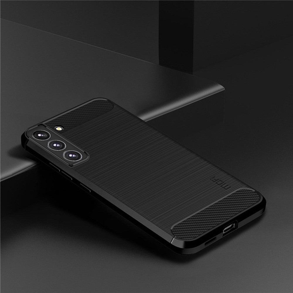 MOFI For Samsung Galaxy S22+ 5G Brushed Carbon Fiber Design Soft TPU Cover Well-Protected Phone Case