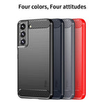 MOFI For Samsung Galaxy S22+ 5G Brushed Carbon Fiber Design Soft TPU Cover Well-Protected Phone Case