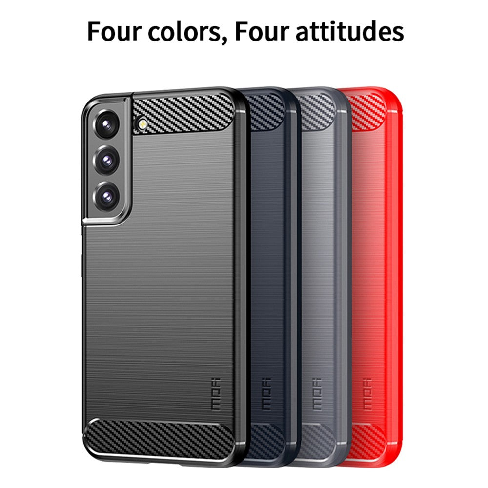 MOFI For Samsung Galaxy S22+ 5G Brushed Carbon Fiber Design Soft TPU Cover Well-Protected Phone Case