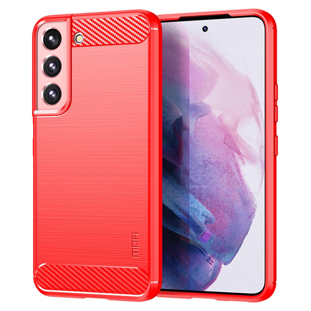 MOFI For Samsung Galaxy S22+ 5G Brushed Carbon Fiber Design Soft TPU Cover Well-Protected Phone Case