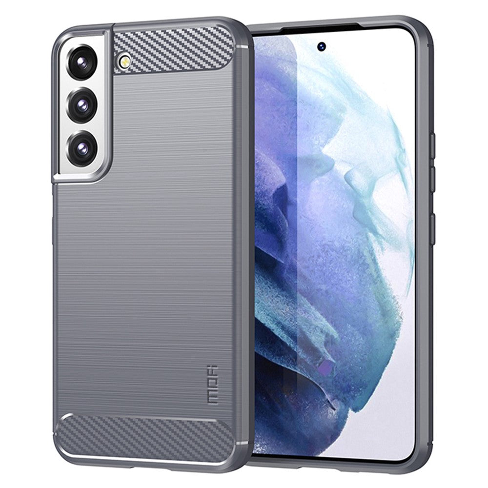 MOFI For Samsung Galaxy S22+ 5G Brushed Carbon Fiber Design Soft TPU Cover Well-Protected Phone Case