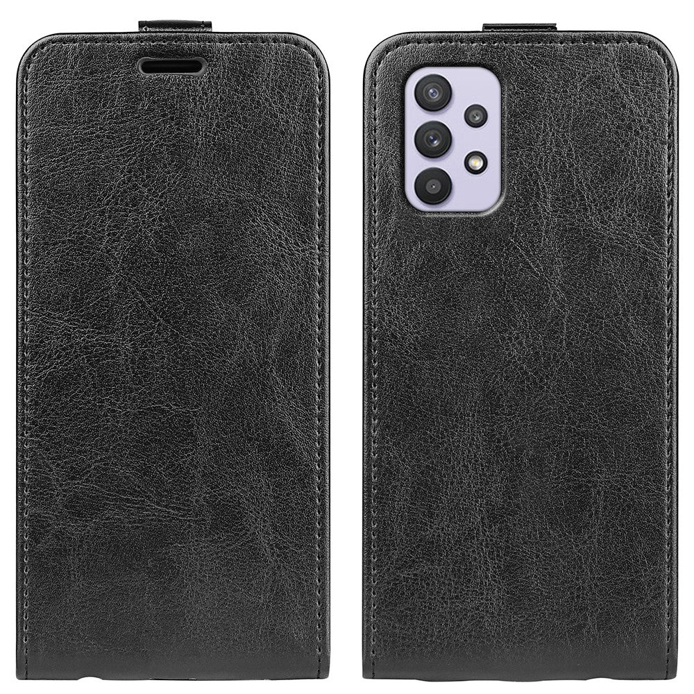 Lodret foldbart lædercover med Crazy Horse-tekstur, fuld beskyttelse, magnetisk lukning og kortslot til Samsung Galaxy A53 5G