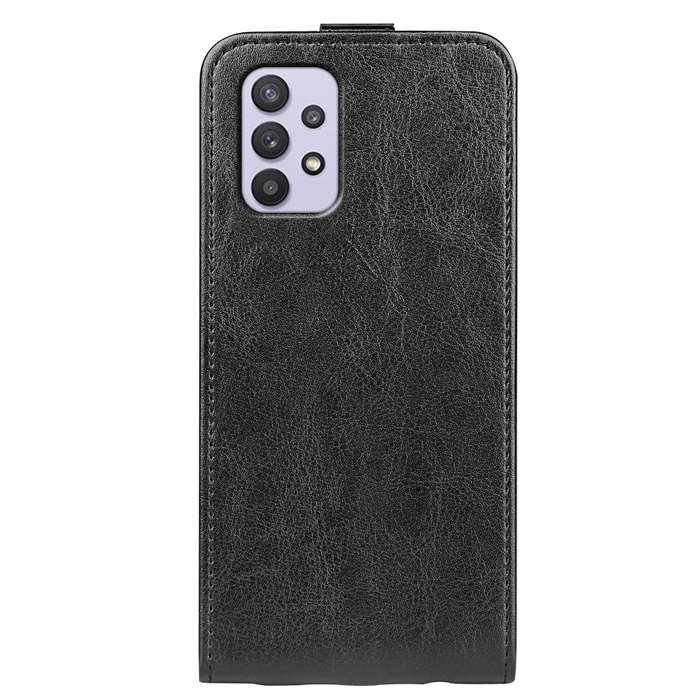 Lodret foldbart lædercover med Crazy Horse-tekstur, fuld beskyttelse, magnetisk lukning og kortslot til Samsung Galaxy A53 5G