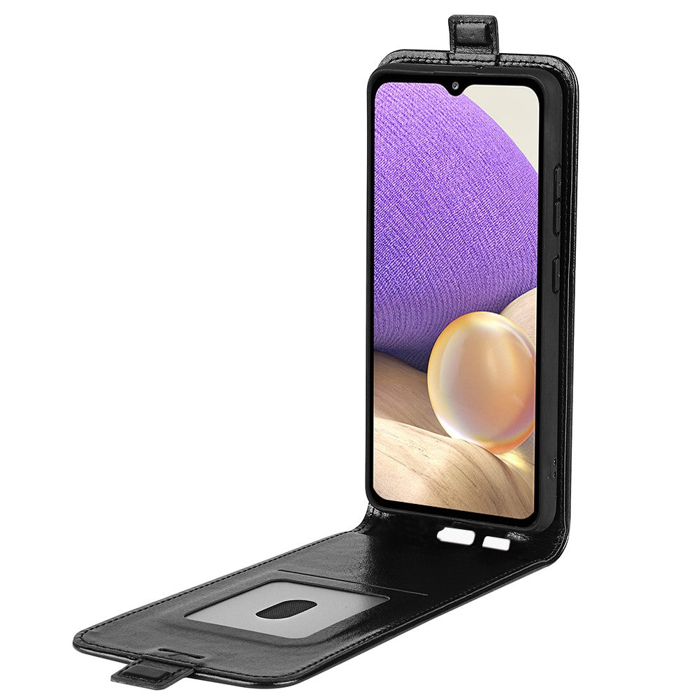 Lodret foldbart lædercover med Crazy Horse-tekstur, fuld beskyttelse, magnetisk lukning og kortslot til Samsung Galaxy A53 5G