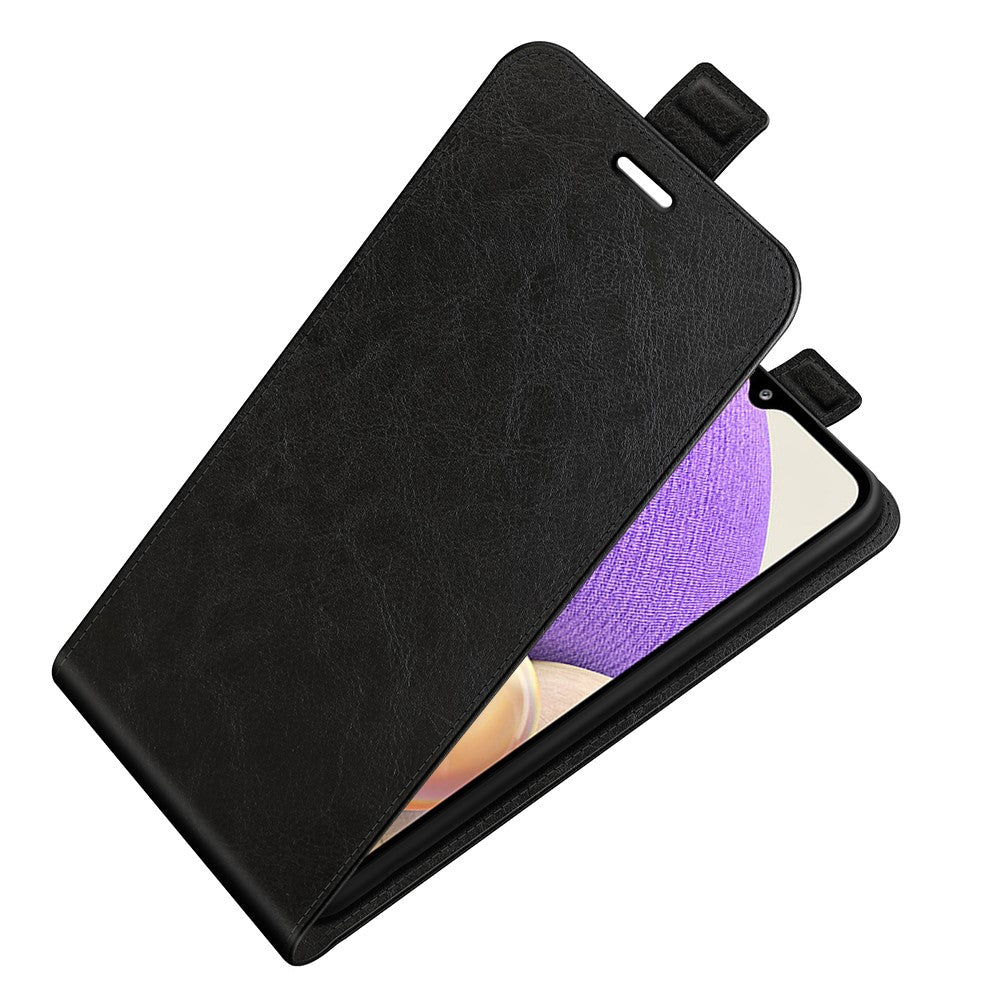 Lodret foldbart lædercover med Crazy Horse-tekstur, fuld beskyttelse, magnetisk lukning og kortslot til Samsung Galaxy A53 5G
