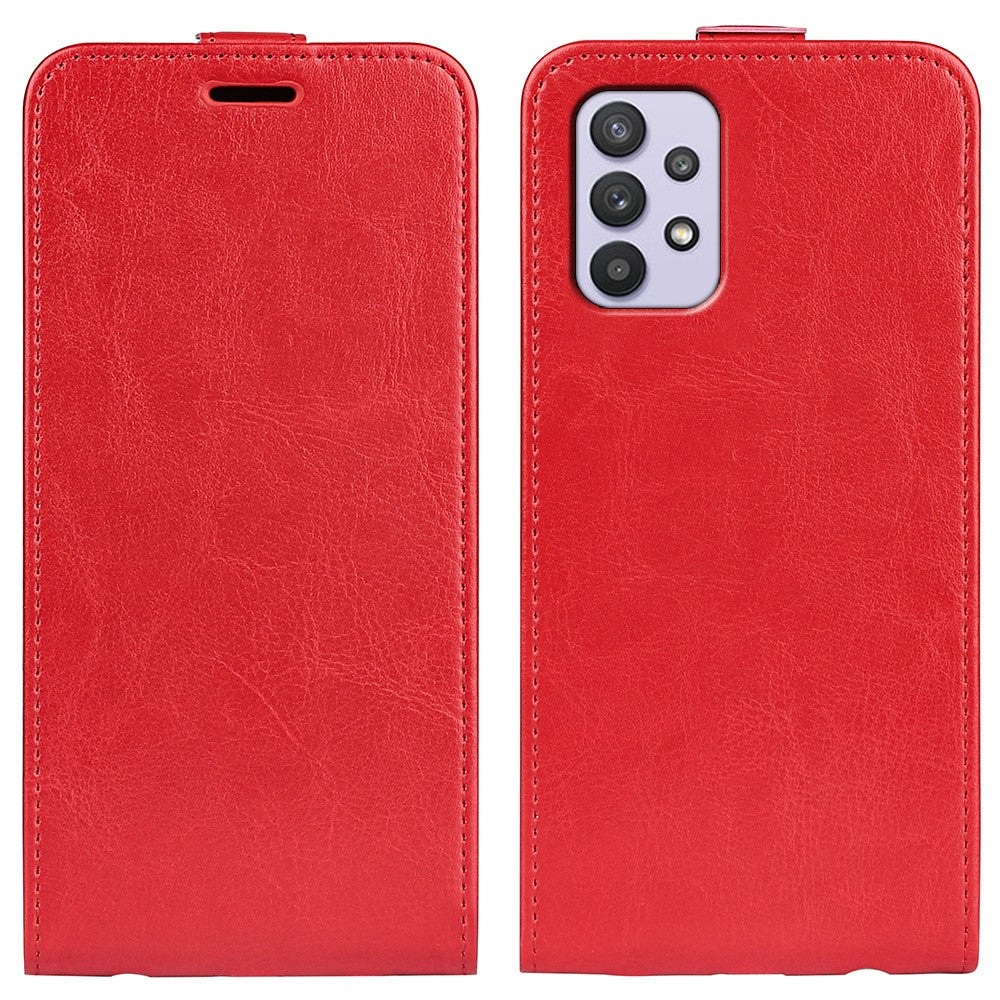 Lodret foldbart lædercover med Crazy Horse-tekstur, fuld beskyttelse, magnetisk lukning og kortslot til Samsung Galaxy A53 5G
