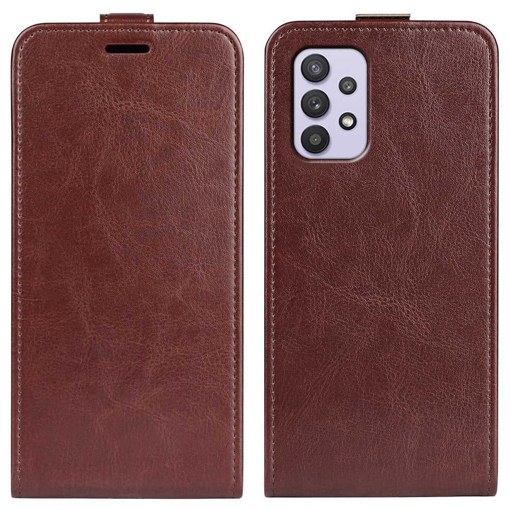 Lodret foldbart lædercover med Crazy Horse-tekstur, fuld beskyttelse, magnetisk lukning og kortslot til Samsung Galaxy A53 5G