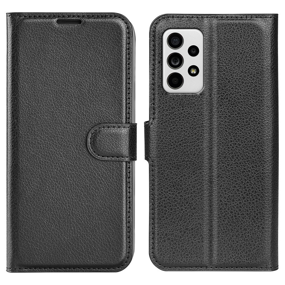 For Samsung Galaxy A33 5G Litchi Texture PU Leather Flip Stand Case Wallet Style Magnetic Clasp Protective Phone Cover