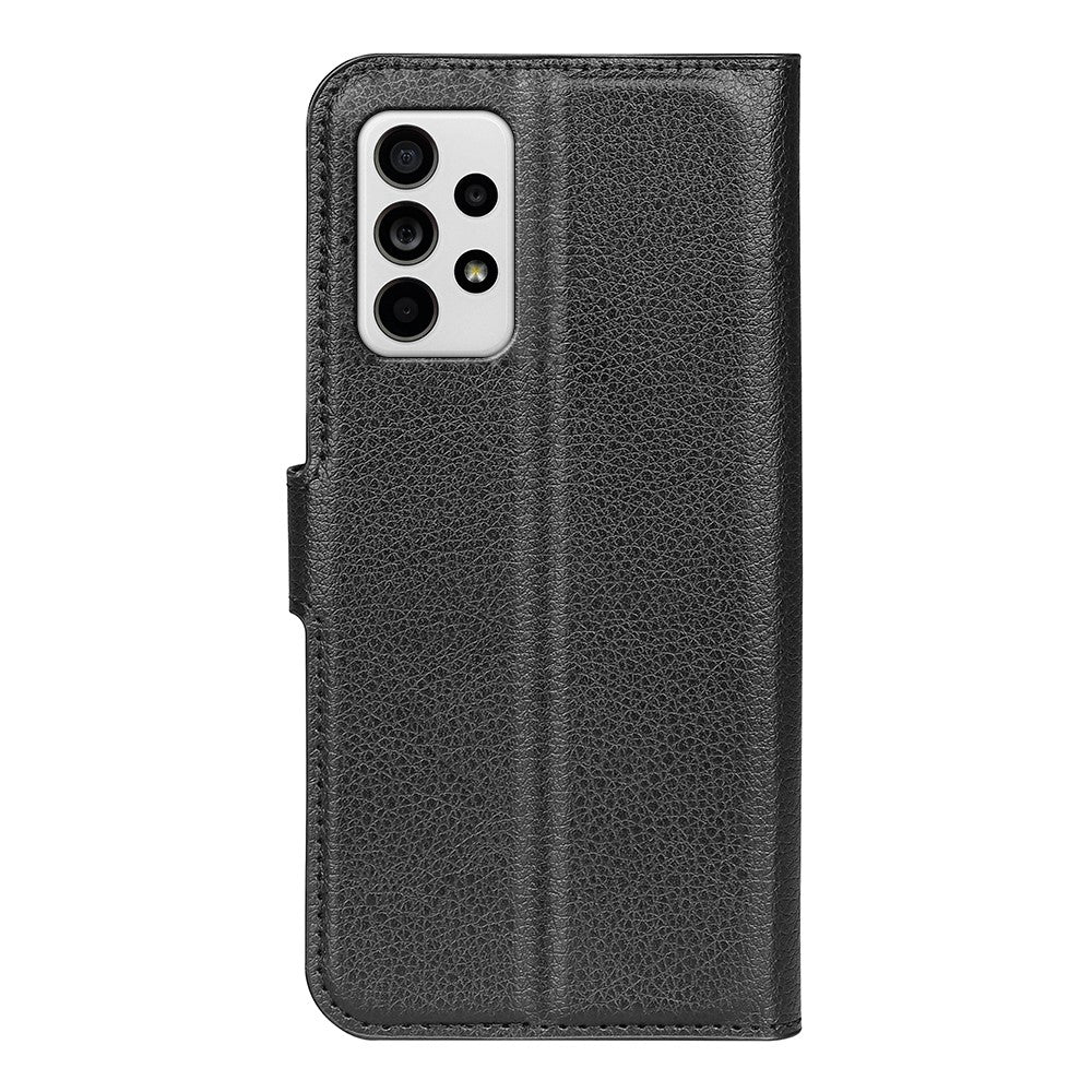 For Samsung Galaxy A33 5G Litchi Texture PU Leather Flip Stand Case Wallet Style Magnetic Clasp Protective Phone Cover