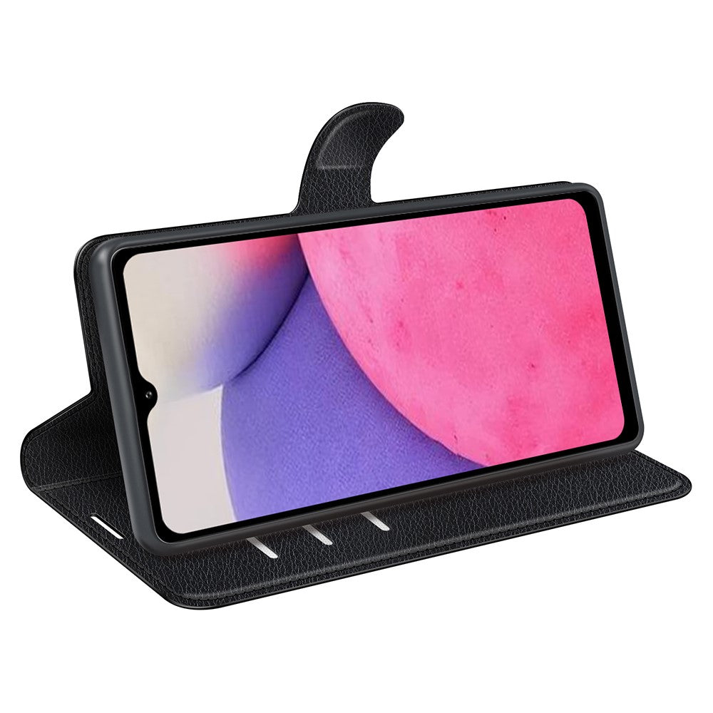 For Samsung Galaxy A33 5G Litchi Texture PU Leather Flip Stand Case Wallet Style Magnetic Clasp Protective Phone Cover