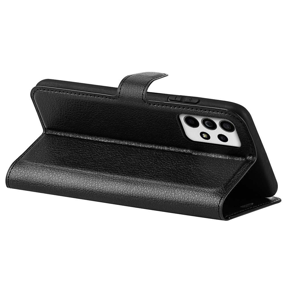 For Samsung Galaxy A33 5G Litchi Texture PU Leather Flip Stand Case Wallet Style Magnetic Clasp Protective Phone Cover