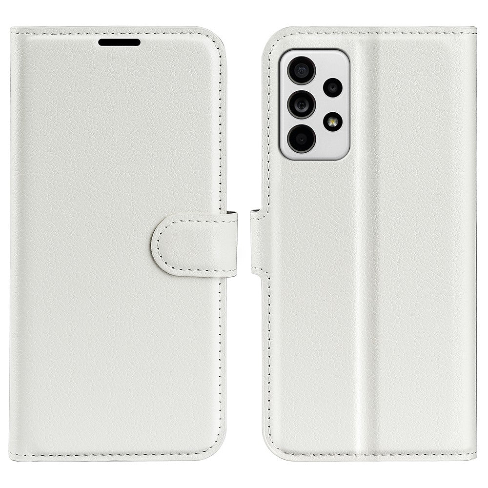 For Samsung Galaxy A33 5G Litchi Texture PU Leather Flip Stand Case Wallet Style Magnetic Clasp Protective Phone Cover