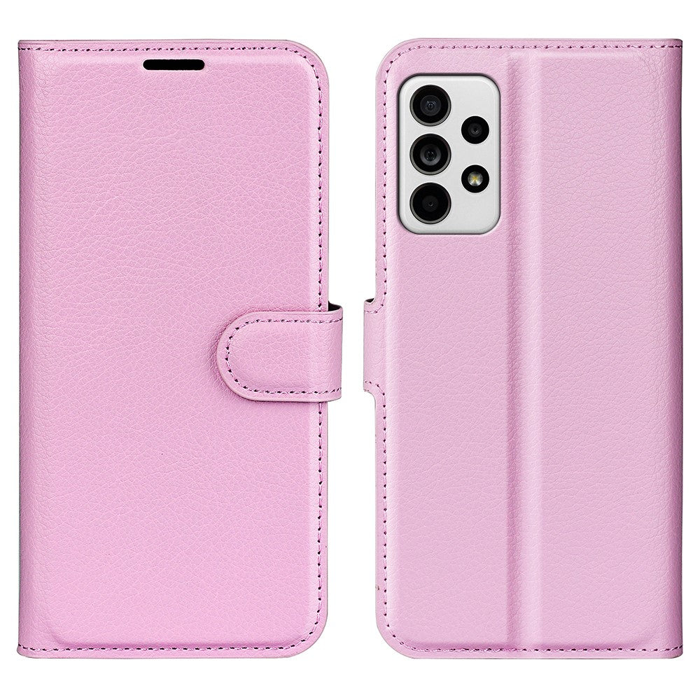 For Samsung Galaxy A33 5G Litchi Texture PU Leather Flip Stand Case Wallet Style Magnetic Clasp Protective Phone Cover