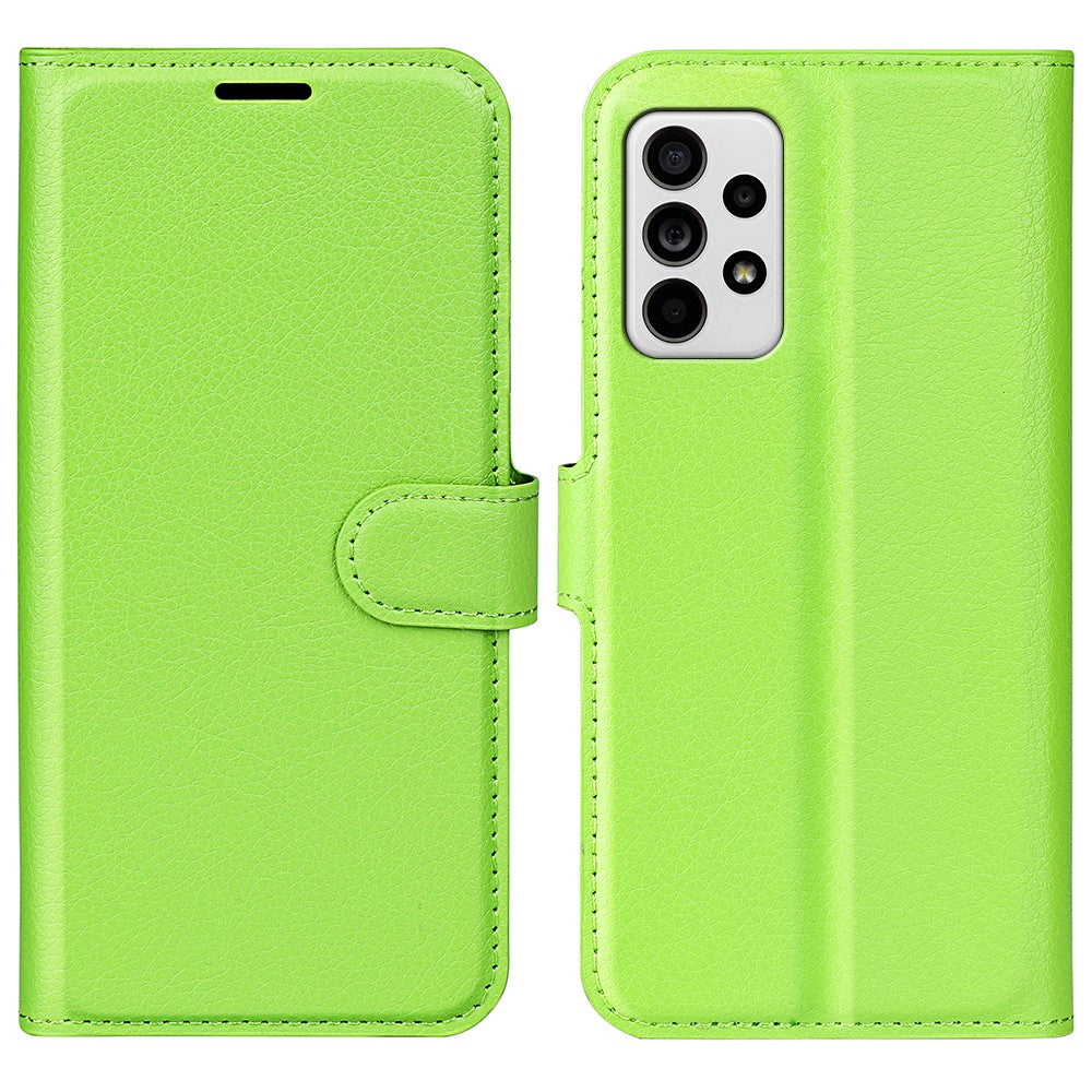 For Samsung Galaxy A33 5G Litchi Texture PU Leather Flip Stand Case Wallet Style Magnetic Clasp Protective Phone Cover