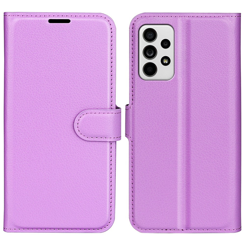 For Samsung Galaxy A33 5G Litchi Texture PU Leather Flip Stand Case Wallet Style Magnetic Clasp Protective Phone Cover