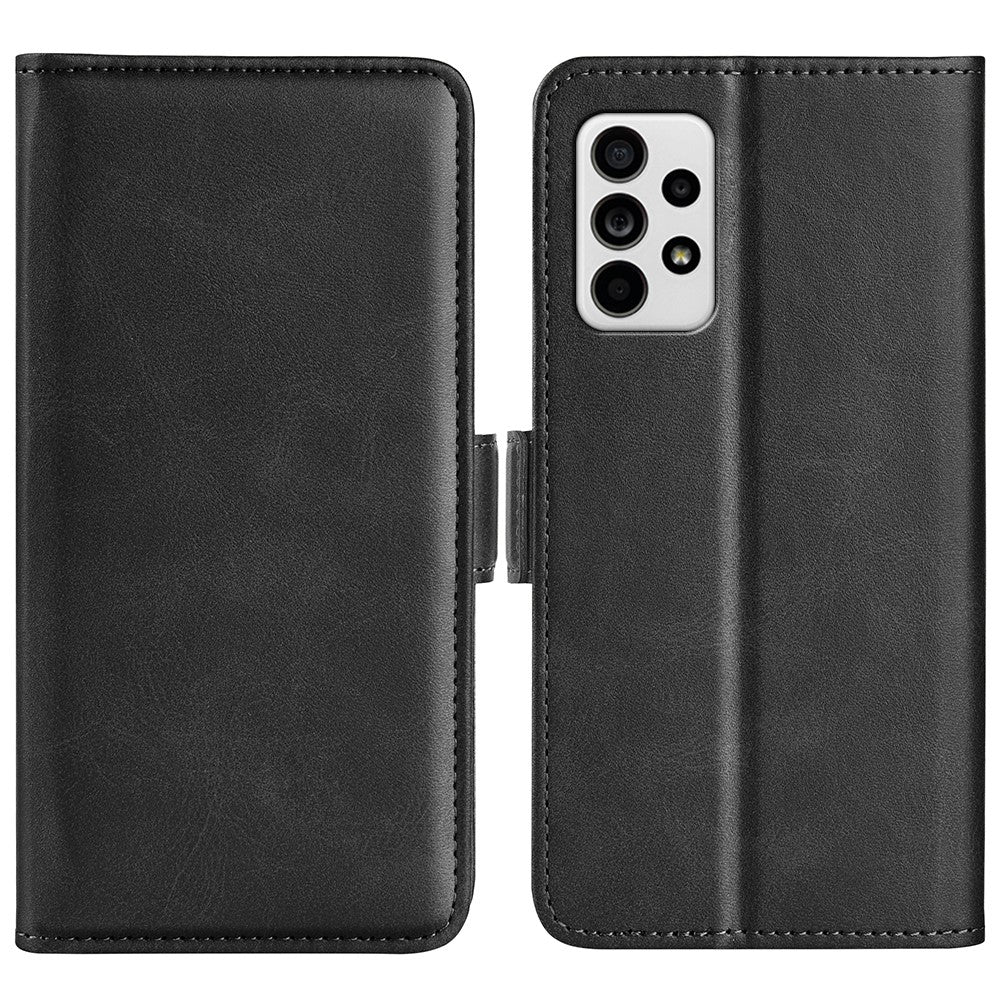 Double Clasps Magnetic Closure Leather Phone Case Horizontal Flip Cover with Wallet Stand for Samsung Galaxy A33 5G