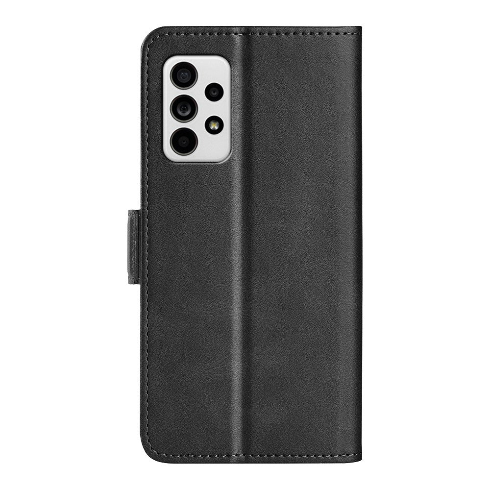 Double Clasps Magnetic Closure Leather Phone Case Horizontal Flip Cover with Wallet Stand for Samsung Galaxy A33 5G