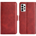 Double Clasps Magnetic Closure Leather Phone Case Horizontal Flip Cover with Wallet Stand for Samsung Galaxy A33 5G