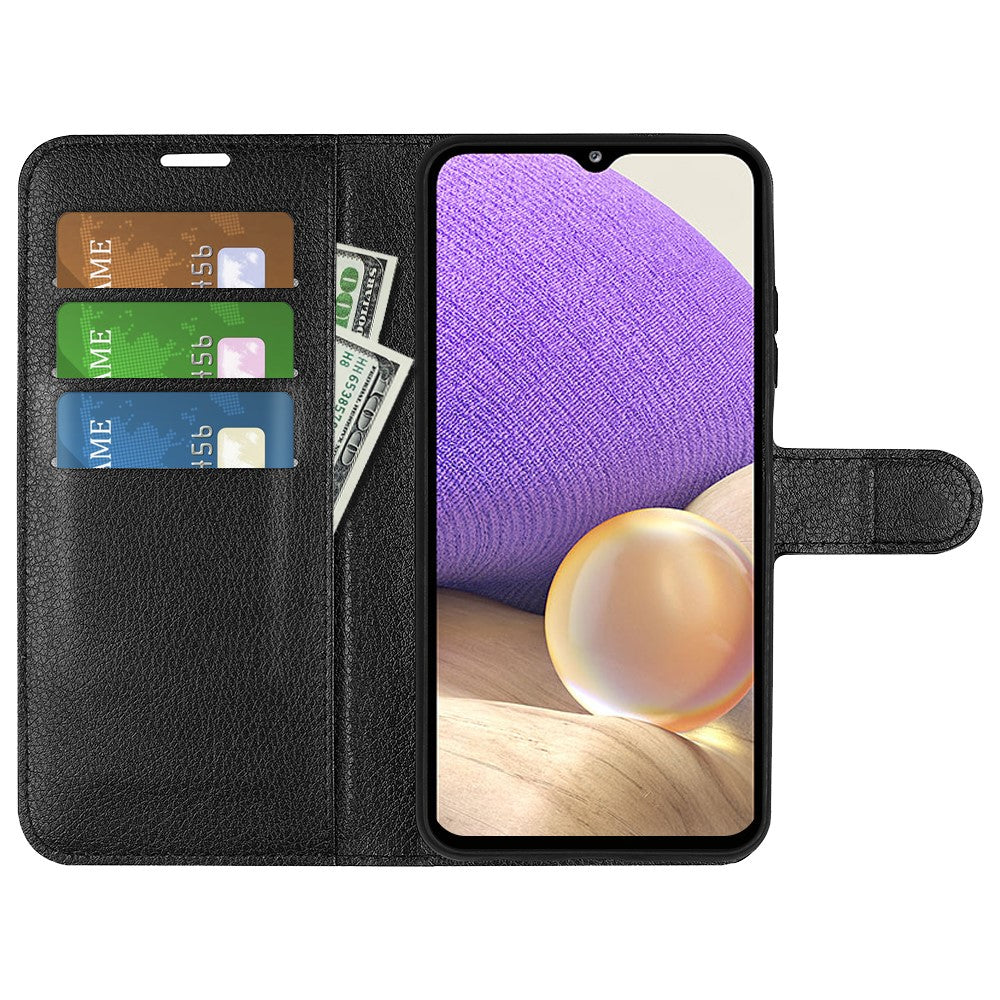 For Samsung Galaxy A53 5G Litchi Texture PU Leather Folio Case Magnetic Clasp Anti-scratch Phone Cover with Stand Wallet