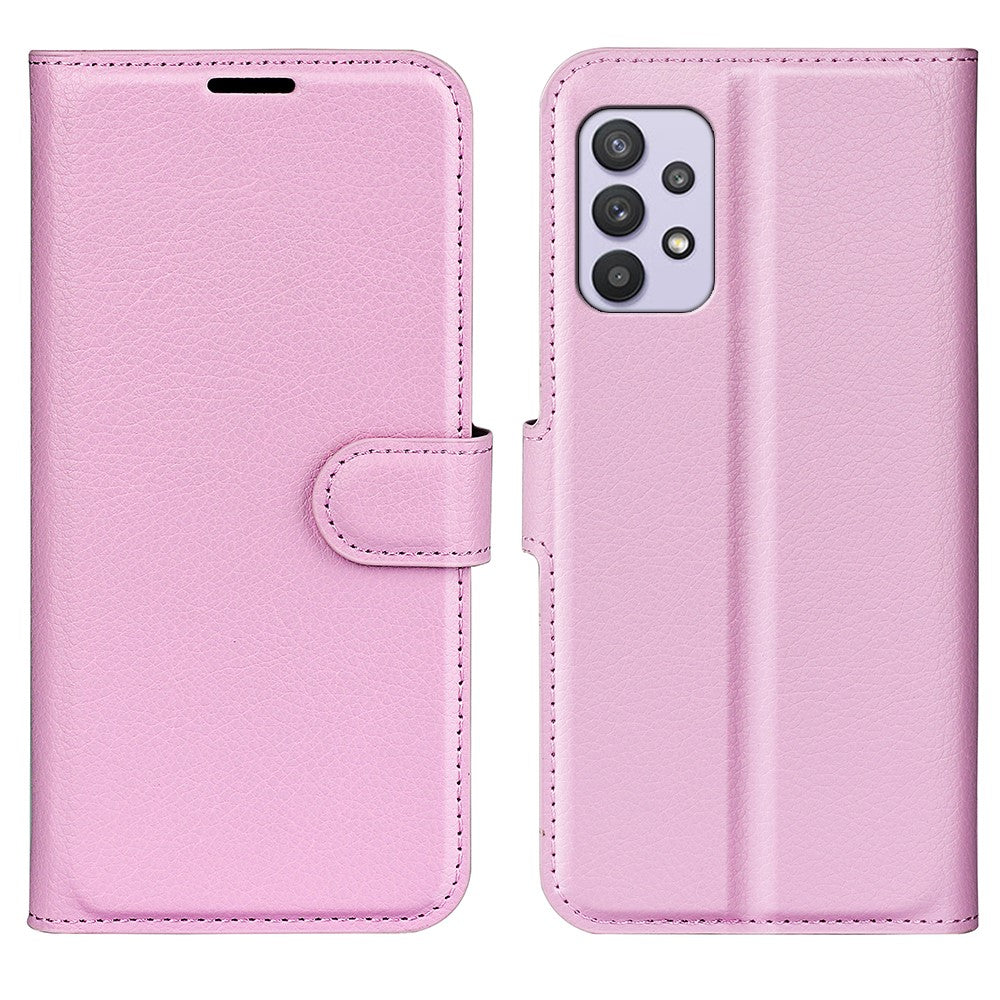 Samsung Galaxy A53 5G-folietui af PU-læder med litchitekstur, magnetisk lukning, ridsefast mobilbeskyttelse, stativ og pung