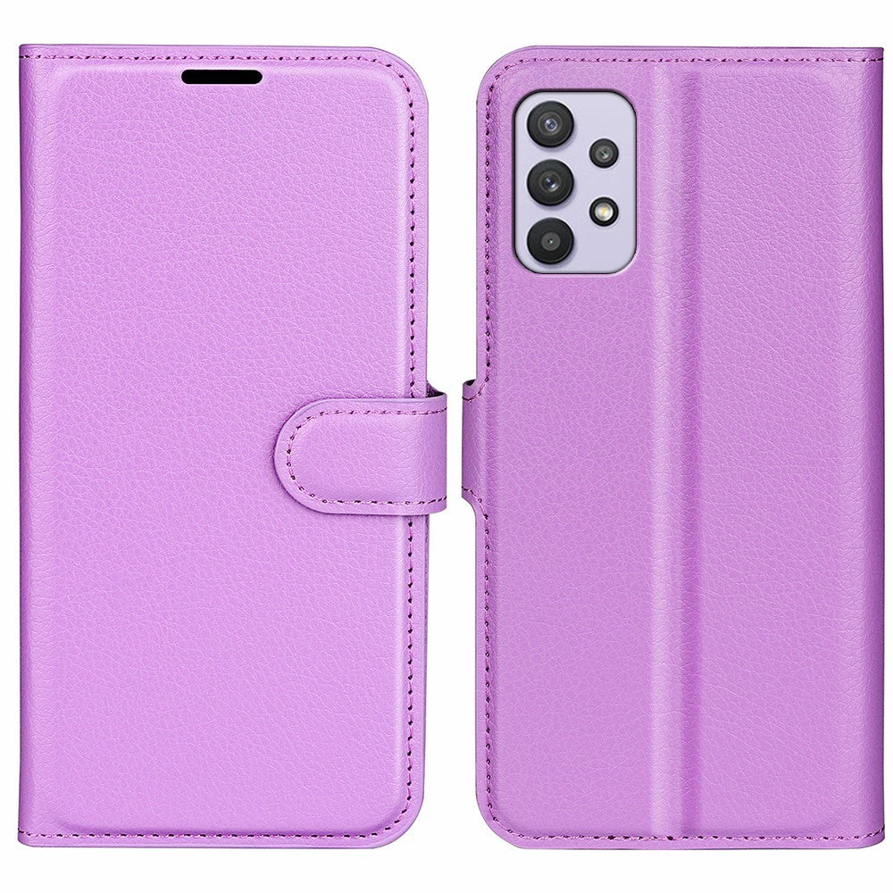 Samsung Galaxy A53 5G-folietui af PU-læder med litchitekstur, magnetisk lukning, ridsefast mobilbeskyttelse, stativ og pung