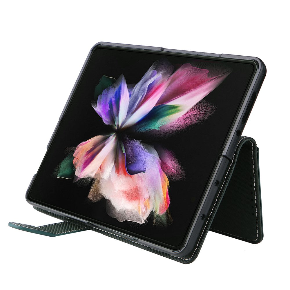 Stand Wallet PU Leather Cover Pen Slot Design Detachable Leather Coated PC Phone Case for Samsung Galaxy Z Fold3 5G
