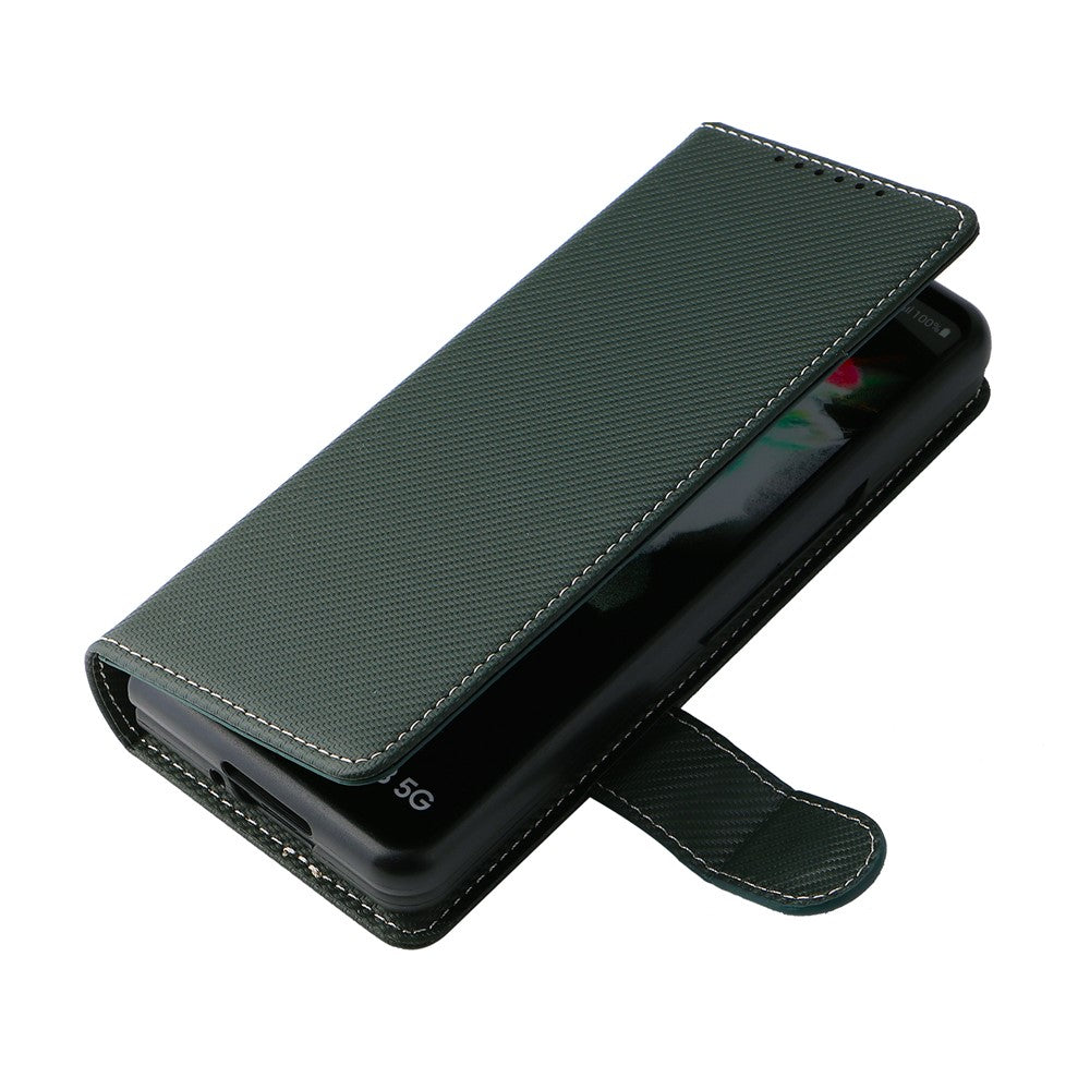 Stand Wallet PU Leather Cover Pen Slot Design Detachable Leather Coated PC Phone Case for Samsung Galaxy Z Fold3 5G