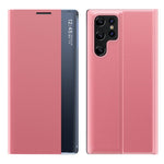 For Samsung Galaxy S22 Ultra 5G Anti-Drop Stand Folio Cover PU Leather View Window Phone Case