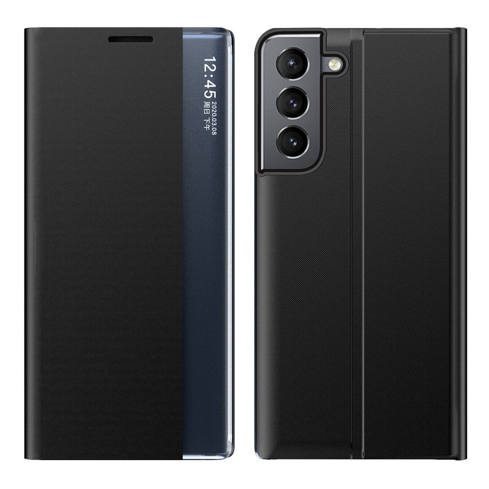 Til Samsung Galaxy S22 5G Stand Folio Flip Cover i PU-læder med selvlåsende funktion og visningsvindue
