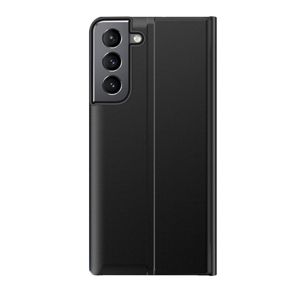 Til Samsung Galaxy S22 5G Stand Folio Flip Cover i PU-læder med selvlåsende funktion og visningsvindue