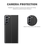 Til Samsung Galaxy S22 5G Stand Folio Flip Cover i PU-læder med selvlåsende funktion og visningsvindue